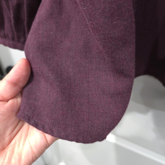 J JILL Boho Chic Plum Long Sleeve Blouse Floral Embroidered Cotton Blend Tunic - Picture 15 of 16